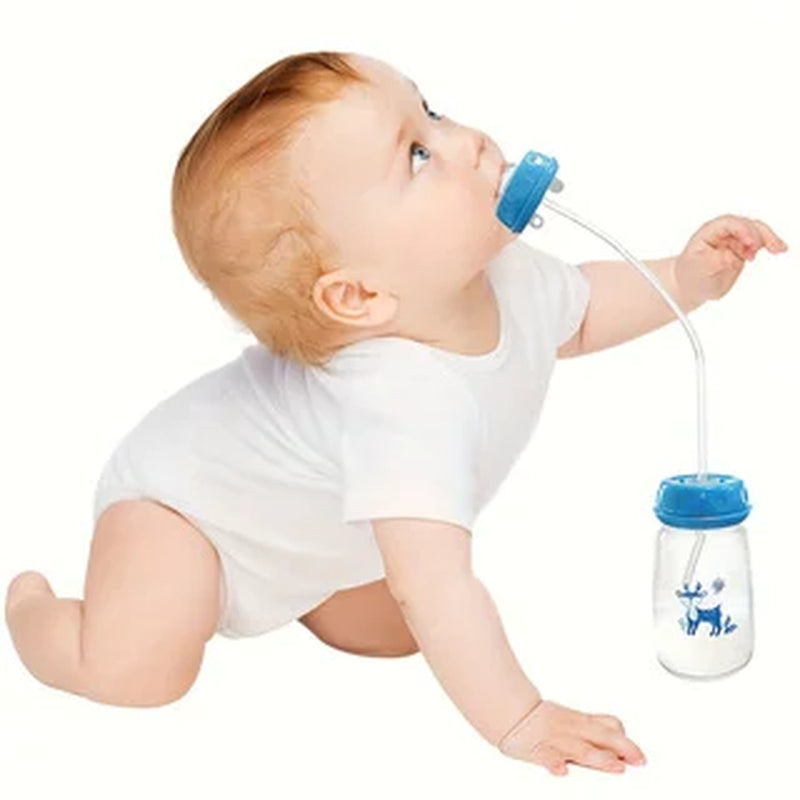 1 Biberon Mains Libres En PP De 5Oz/150Ml Avec Brosse En Paille, Ensemble De Biberons À Col Normal Auto-Alimentés.