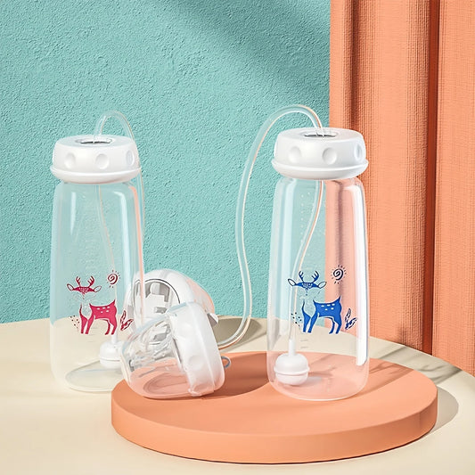 1 Biberon Mains Libres En PP De 5Oz/150Ml Avec Brosse En Paille, Ensemble De Biberons À Col Normal Auto-Alimentés.